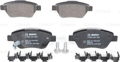 BOSCH 0 986 494 092 - Гальмівні колодки, дискові гальма autozip.com.ua