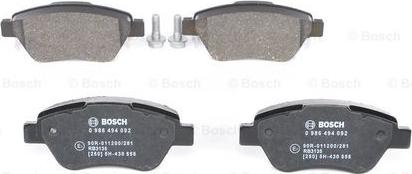 BOSCH 0 986 494 092 - Гальмівні колодки, дискові гальма autozip.com.ua