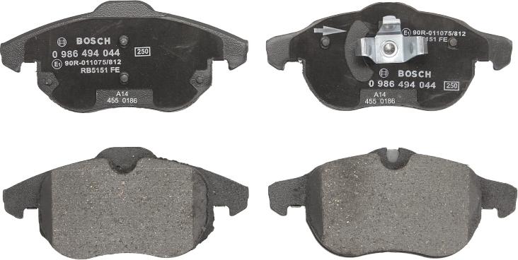 BOSCH 0 986 494 044 - Гальмівні колодки, дискові гальма autozip.com.ua