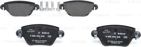 BOSCH 0 986 494 046 - Колодка гальм. диск. FORD MONDEO. RENAULT KANGOO задн. вир-во Bosch autozip.com.ua