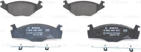 BOSCH 0 986 494 057 - Гальмівні колодки, дискові гальма autozip.com.ua