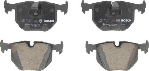 BOSCH 0 986 494 006 - Гальмівні колодки, дискові гальма autozip.com.ua