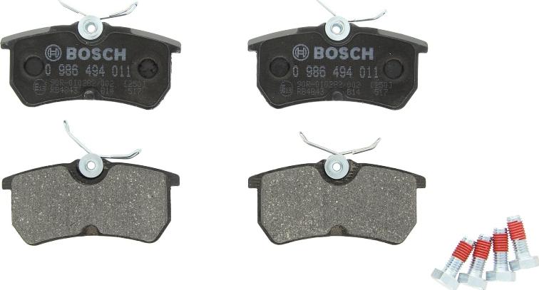 BOSCH 0 986 494 011 - Гальмівні колодки, дискові гальма autozip.com.ua