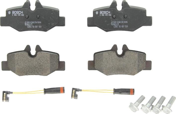 BOSCH 0 986 494 082 - Гальмівні колодки, дискові гальма autozip.com.ua