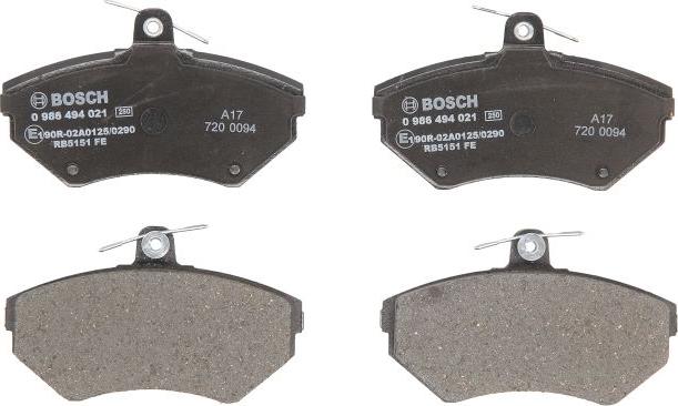 BOSCH 0 986 494 021 - Гальмівні колодки, дискові гальма autozip.com.ua