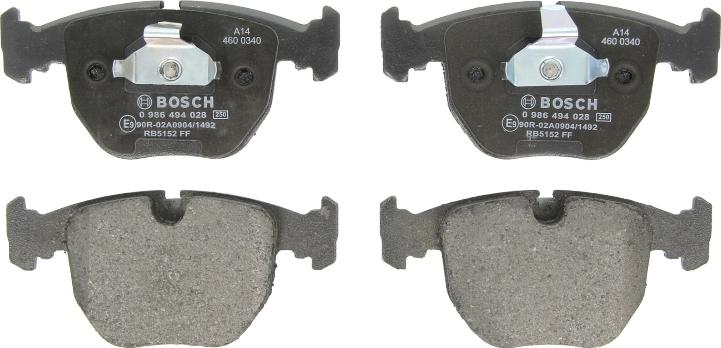 BOSCH 0 986 494 028 - Гальмівні колодки, дискові гальма autozip.com.ua