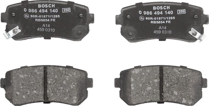 BOSCH 0 986 494 140 - Гальмівні колодки, дискові гальма autozip.com.ua