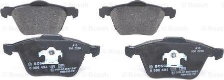 BOSCH 0 986 494 158 - Гальмівні колодки, дискові гальма autozip.com.ua