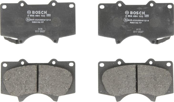 BOSCH 0 986 494 153 - Гальмівні колодки, дискові гальма autozip.com.ua
