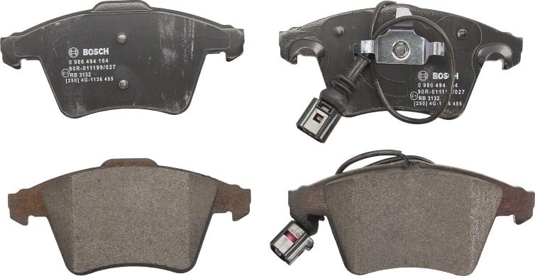 BOSCH 0 986 494 164 - Гальмівні колодки, дискові гальма autozip.com.ua