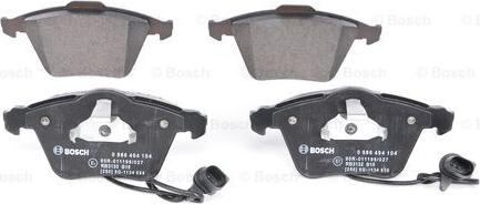 BOSCH 0 986 494 104 - Гальмівні колодки, дискові гальма autozip.com.ua