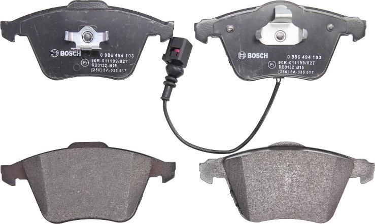 BOSCH 0 986 494 103 - Гальмівні колодки, дискові гальма autozip.com.ua