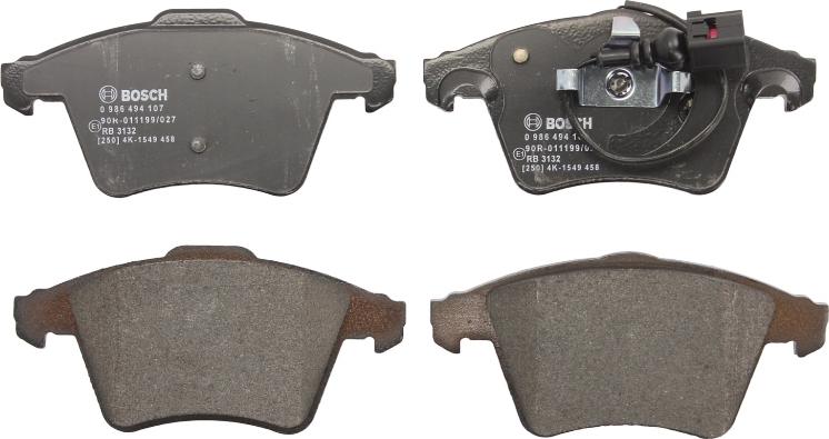 BOSCH 0 986 494 107 - Гальмівні колодки, дискові гальма autozip.com.ua