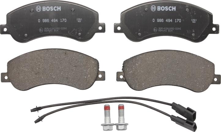 BOSCH 0 986 494 170 - Гальмівні колодки, дискові гальма autozip.com.ua
