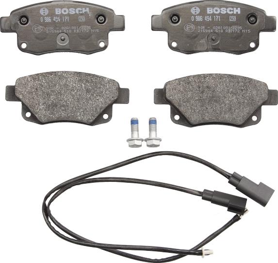 BOSCH 0 986 494 171 - Гальмівні колодки, дискові гальма autozip.com.ua