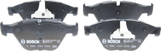 BOSCH 0 986 494 898 - Гальмівні колодки, дискові гальма autozip.com.ua
