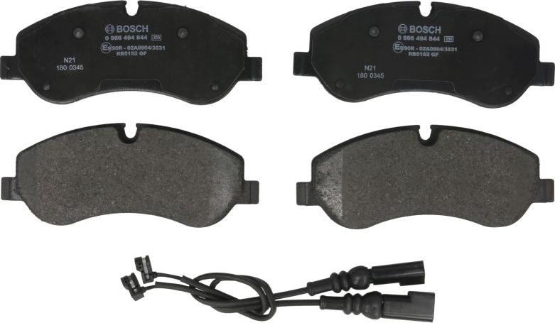 BOSCH 0 986 494 844 - Гальмівні колодки, дискові гальма autozip.com.ua