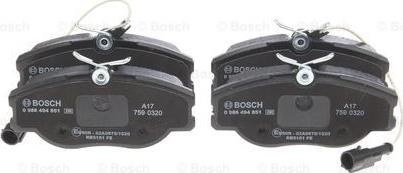 BOSCH 0 986 494 851 - Гальмівні колодки, дискові гальма autozip.com.ua