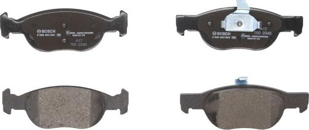 BOSCH 0 986 494 852 - Гальмівні колодки, дискові гальма autozip.com.ua