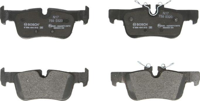 BOSCH 0 986 494 812 - Гальмівні колодки, дискові гальма autozip.com.ua