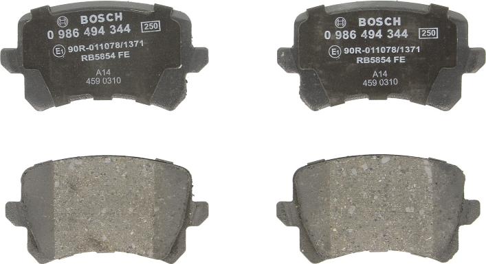 BOSCH 0 986 494 344 - Гальмівні колодки, дискові гальма autozip.com.ua