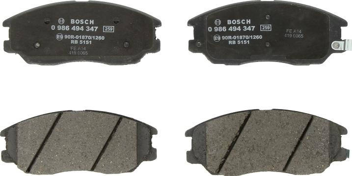 BOSCH 0 986 494 347 - Гальмівні колодки, дискові гальма autozip.com.ua