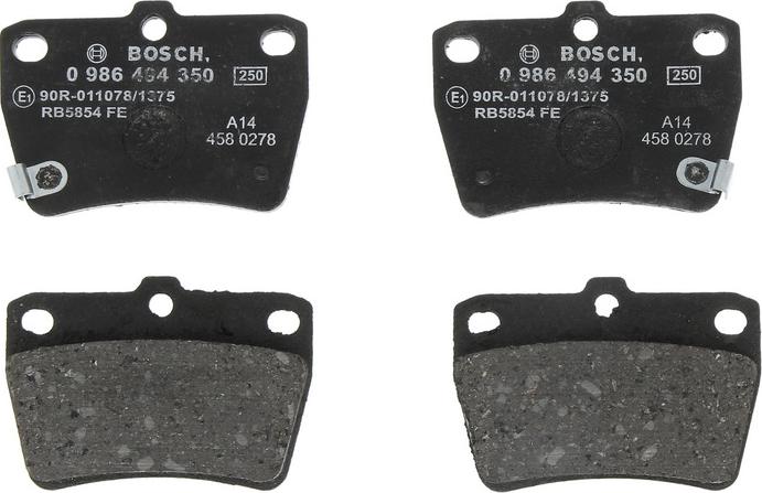 BOSCH 0 986 494 350 - Гальмівні колодки, дискові гальма autozip.com.ua