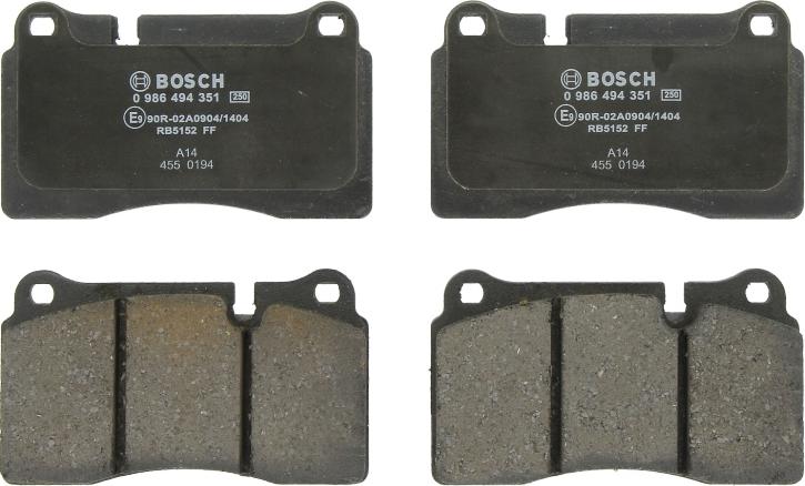 BOSCH 0 986 494 351 - Гальмівні колодки, дискові гальма autozip.com.ua