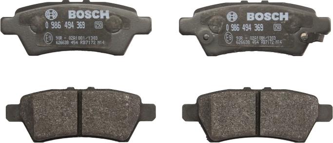 BOSCH 0 986 494 369 - Гальмівні колодки, дискові гальма autozip.com.ua