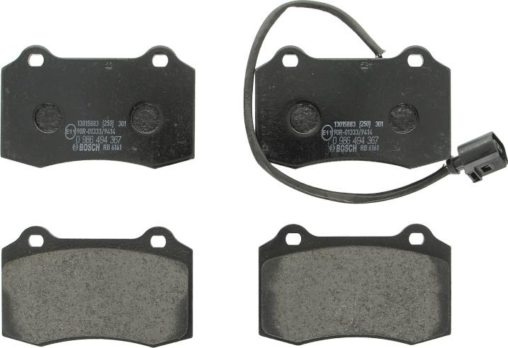 BOSCH 0 986 494 367 - Гальмівні колодки, дискові гальма autozip.com.ua