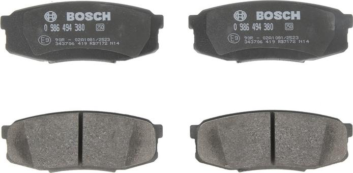 BOSCH 0 986 494 380 - Гальмівні колодки, дискові гальма autozip.com.ua