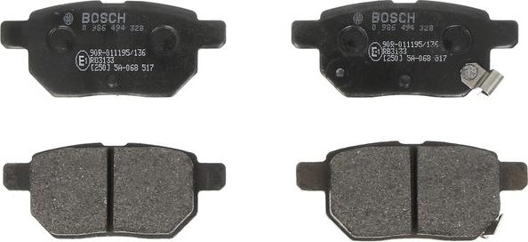 BOSCH 0 986 494 328 - Гальмівні колодки, дискові гальма autozip.com.ua