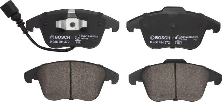 BOSCH 0 986 494 372 - Гальмівні колодки, дискові гальма autozip.com.ua