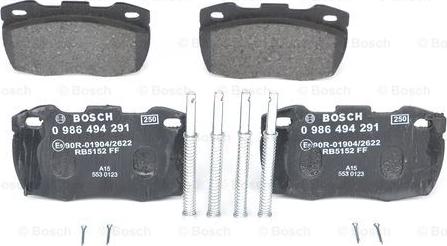 BOSCH 0 986 494 291 - Гальмівні колодки, дискові гальма autozip.com.ua