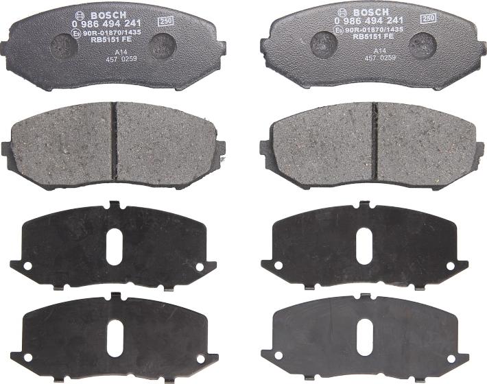 BOSCH 0 986 494 241 - Гальмівні колодки, дискові гальма autozip.com.ua
