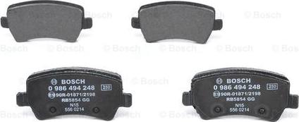 BOSCH 0 986 494 248 - Гальмівні колодки, дискові гальма autozip.com.ua