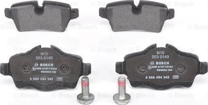 BOSCH 0 986 494 242 - Гальмівні колодки, дискові гальма autozip.com.ua