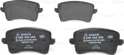 BOSCH 0 986 494 254 - Гальмівні колодки, дискові гальма autozip.com.ua