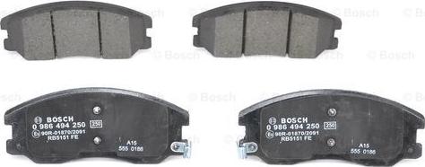 BOSCH 0 986 494 250 - Гальмівні колодки, дискові гальма autozip.com.ua