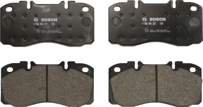 BOSCH 0 986 494 257 - Гальмівні колодки, дискові гальма autozip.com.ua