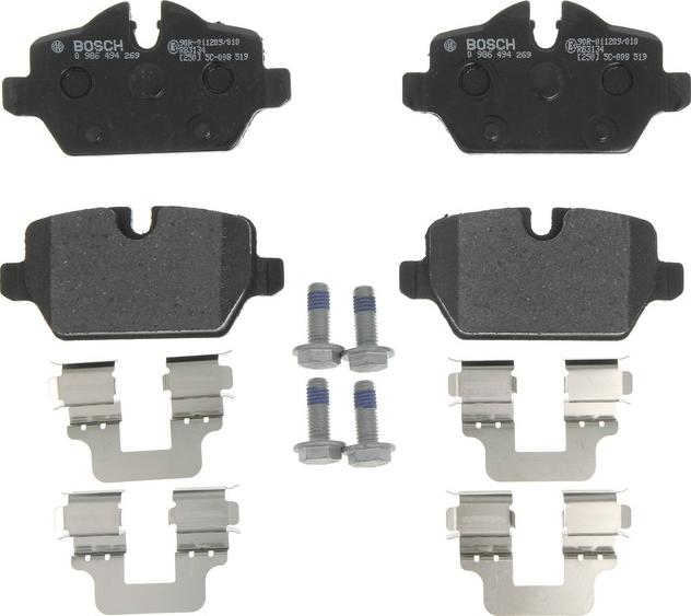 BOSCH 0 986 494 269 - Гальмівні колодки, дискові гальма autozip.com.ua