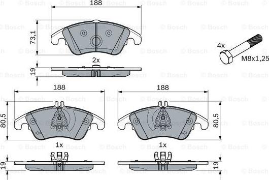 BOSCH 0 986 494 263 - Гальмівні колодки, дискові гальма autozip.com.ua