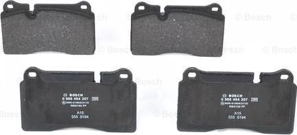 BOSCH 0 986 494 207 - Гальмівні колодки, дискові гальма autozip.com.ua