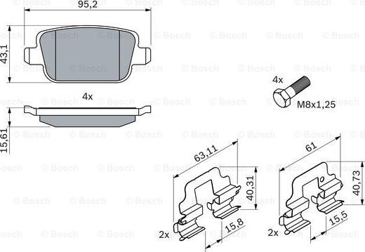 BOSCH 0 986 494 214 - Гальмівні колодки, дискові гальма autozip.com.ua