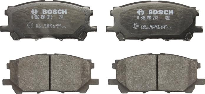 BOSCH 0 986 494 218 - Гальмівні колодки, дискові гальма autozip.com.ua