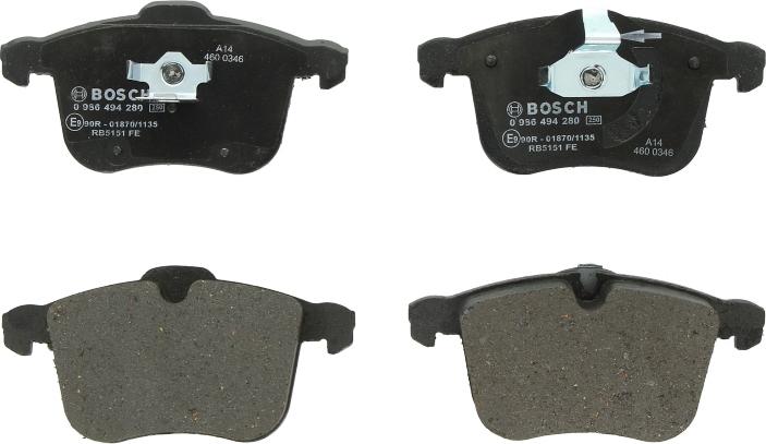 BOSCH 0 986 494 280 - Гальмівні колодки, дискові гальма autozip.com.ua