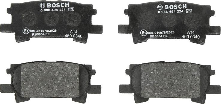 BOSCH 0 986 494 224 - Гальмівні колодки, дискові гальма autozip.com.ua