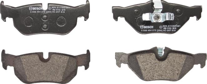 BOSCH 0 986 494 272 - Гальмівні колодки, дискові гальма autozip.com.ua
