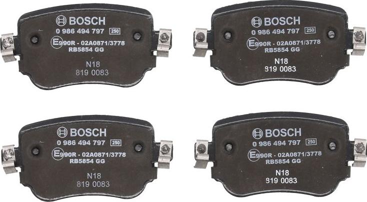 BOSCH 0 986 494 797 - Гальмівні колодки, дискові гальма autozip.com.ua