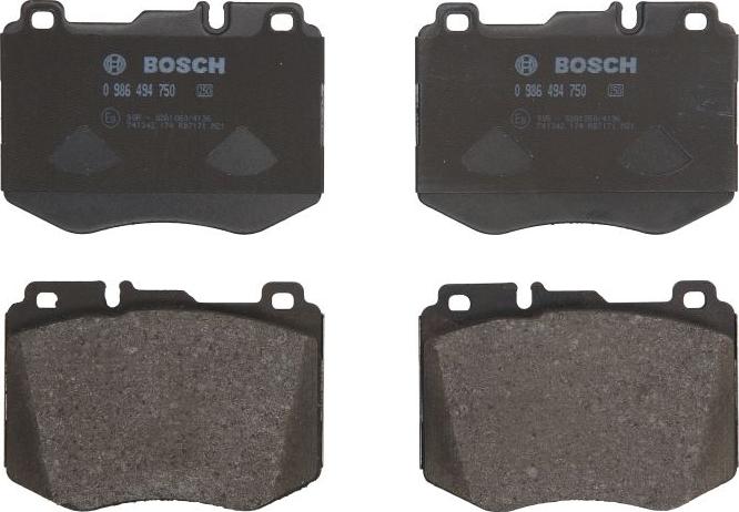 BOSCH 0 986 494 750 - Гальмівні колодки, дискові гальма autozip.com.ua